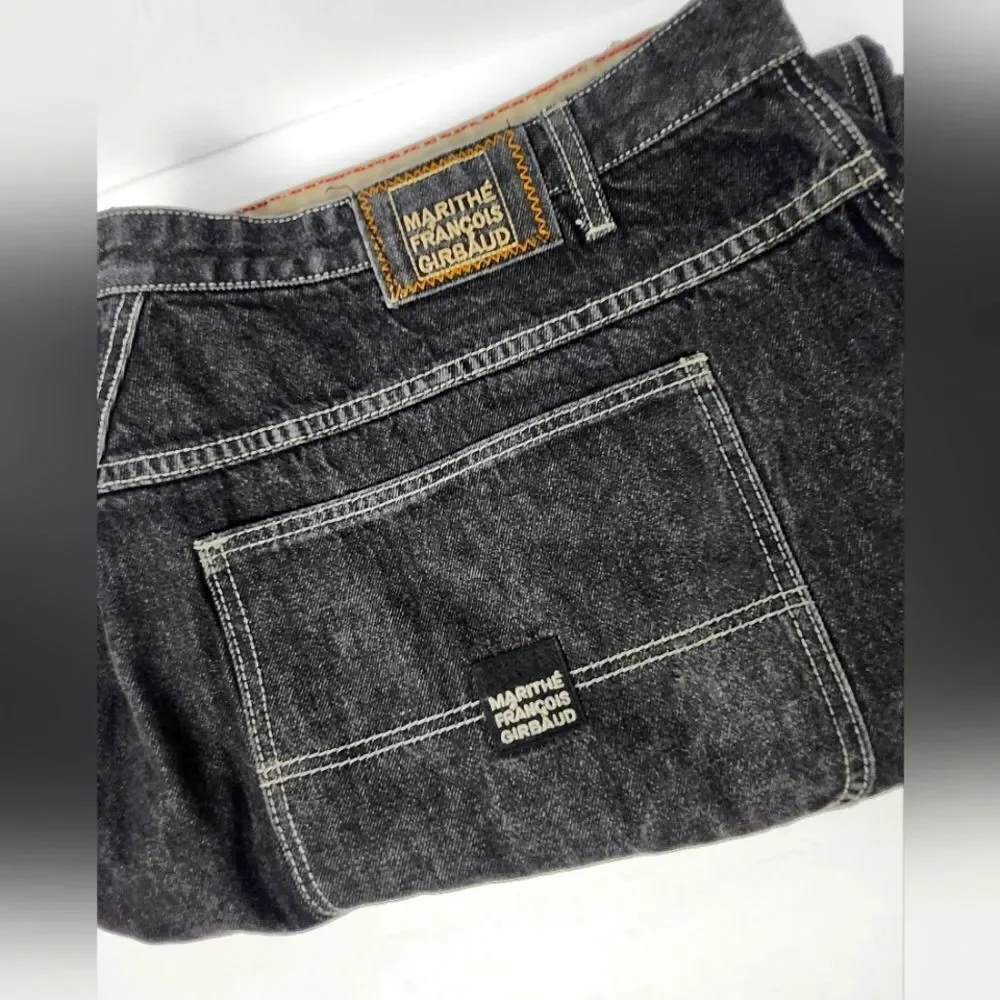 Vintage Marithe Francois Girbaud Black Wash Straight Leg Denim Jeans Size 54